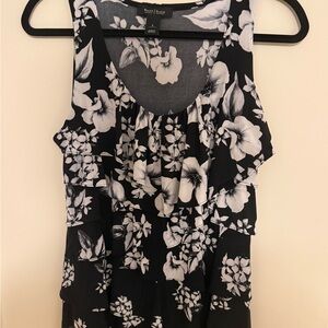 White House Black Market Black and White Floral Tank Top
